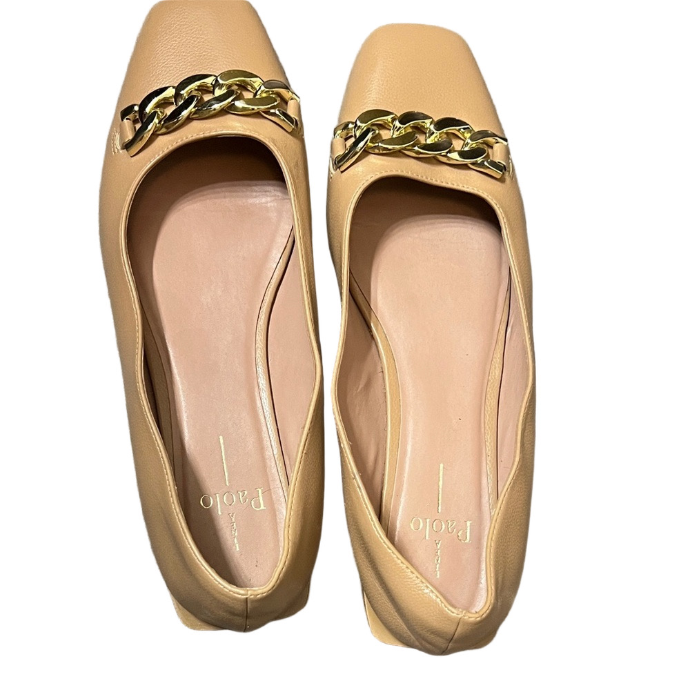 Paolo flat loafer 10 Natalie Gold Chain Square Toe Balletcore fall office